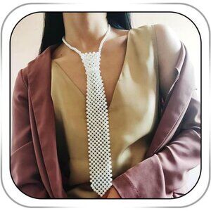 Handmade Pearl Beaded Neck Tie Necklace – Elegant Statement Jewelry for Women